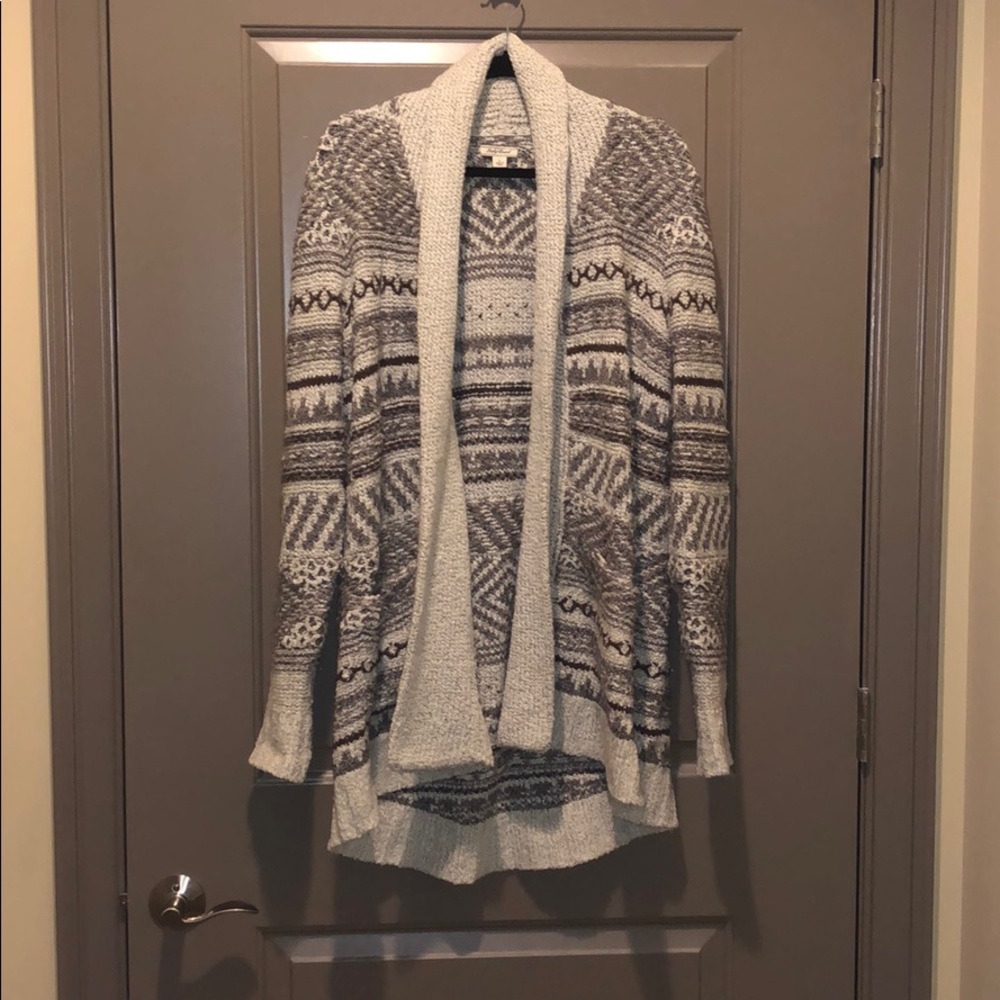 Lucky brand gray and brown thick cardigan